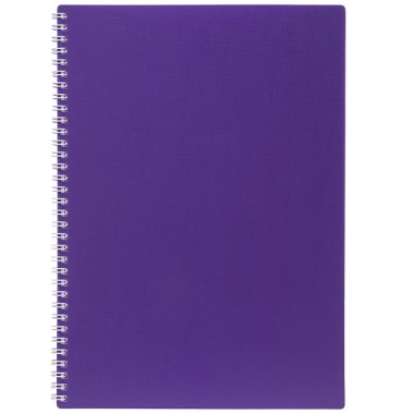 Тетрадь "Hatber", 80л, А4, клетка, многоуровневая перфорация, пластиковая обложка, на гребне, серия "Canvas - Фиолетовая"