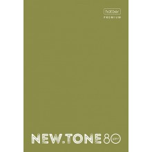 Тетрадь "Hatber Premium", 80л, А4, клетка, ламинация, на скобе, серия "NewTone Pastel - Олива"