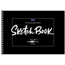 Альбом для рисования "Hatber Premium", 20л, А4, чёрный блок, жёсткая подложка, на гребне, серия "SketchBook - Classic"