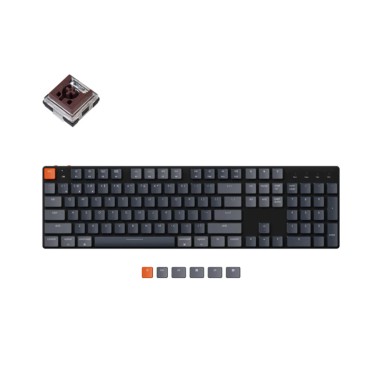 Клавиатура, Keychron, K5SE, K5SE-E3, 104 клавиш, Full Size, Оптическая, Keychron Optical Brown, RGB, Hot-swap, Беспроводная/Type-C, ABS Пластик, 470*440*190мм, Анг/Рус, Черная