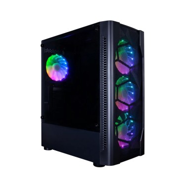 Компьютерный корпус, 1STPLAYER, D4-BK-1F5M-3F5S, MidiTower, ATX/MicroATX/ MiniITX, USB3.0 x 1 + USB2.0 x 2 + HD AUDIO, 380x190x435, Закаленное стекло, Без Б/П, Черный