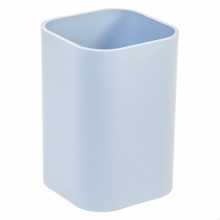 Стакан пластиковый для канцелярских принадлежностей "Hatber", 70x70x100мм, квадратная форма, серия "NewTone Pastel - Незабудка"