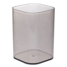 Стакан пластиковый для письменных принадлежностей "Hatber", 70x70х100мм, квадратная форма, тонированный, серый
