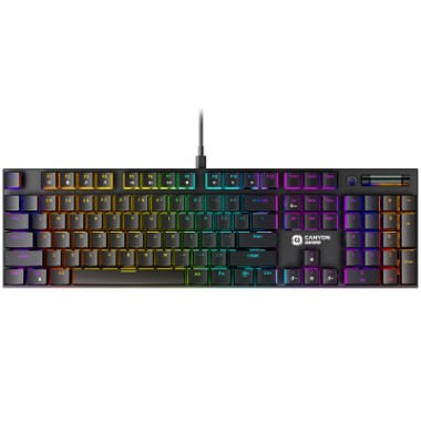 CANYON Cometstrike GK-55, 104keys Mechanical keyboard, 50million times life, GTMX red switch, RGB backlight, 18 modes, 1.8m PVC cable, metal material + ABS, RU layout, size: 436*126*26.6mm, weight:820g, black