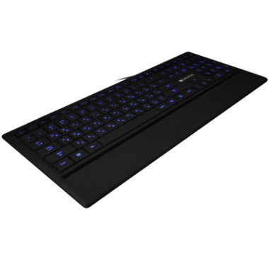 CANYON HKB-6, Stylish slim USB multimedia keyboard, LED backlight, 111 keys, Black, cable length 1.58m, 431*178*11.85, 0.71kg, RU layout