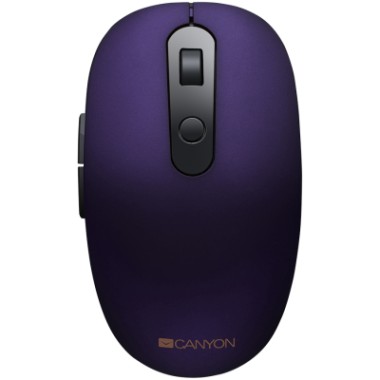 CANYON MW-9, 2 in 1 Wireless optical mouse with 6 buttons, DPI 800/1000/1200/1500, 2 mode(BT/ 2.4GHz), Battery AA*1pcs, Violet, silent switch for right/left keys, 65.4*112.25*32.3mm, 0.092kg