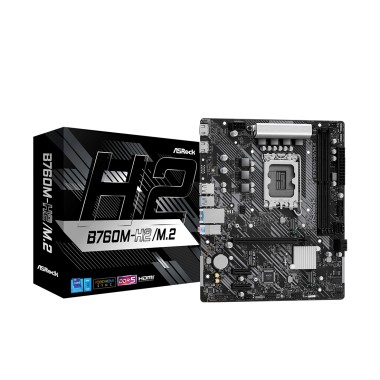 Материнская плата, ASRock, B760M-H2/M.2 (4710483944215), LGA1700, iB760, 2xDDR5 5200/5600/7200+(OC), 4xSATA3, 2xM.2 (PCI-E 4.0x4), Raid, 2xHDMI, 1xPCI-Ex16, 2xPCI-Ex1, mATX