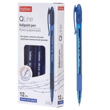 Ручка шариковая "Hatber Qline", 0,7мм, синяя, чернила на масляной основе, резиновый грип, игольчатый стержень, синий тонированный корпус