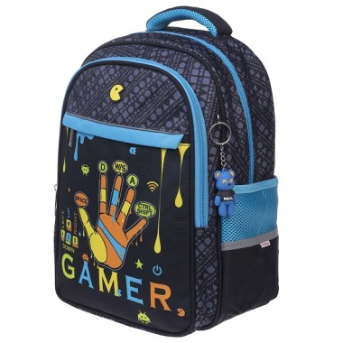 Рюкзак "Hatber", 38х29х14,5см, полиэстер, 2 отделения, 3 кармана, нагрудная стяжка, светоотражающие элементы, серия "Light - Old Gamer"