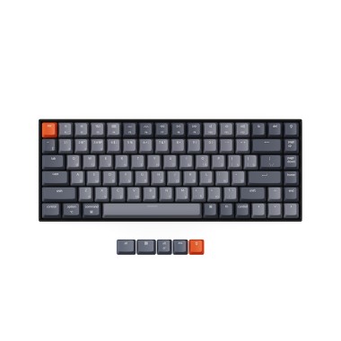 Клавиатура, Keychron, K2, K2-B3H, 84 клавиш, 75% Layout, Механическая, Gateron G pro Brown, RGB, Hot-Swap, Беспроводная/Type-C, ABS Пластик, 560*370*200мм, Анг/Рус, Черная