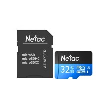 Карта памяти, Netac, NT02P500STN-032G-R, MicroSDHC 32GB, с адаптером SD