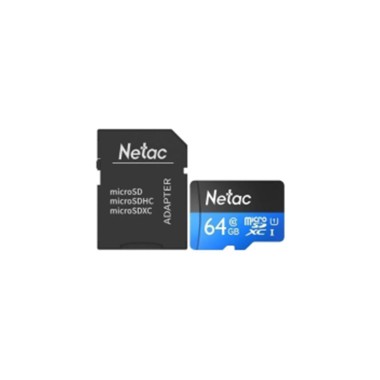 Карта памяти, Netac, NT02P500STN-064G-R, MicroSDXC 64GB с адаптером SD