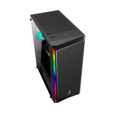 Компьютерный корпус, 1STPLAYER, RB-4-BK-1F5M, MidiTower, ATX/MicroATX/MiniITX, USB3.0 x 1+USB2.0 x 2+HD AUDIO, 365x200x428, Закаленное стекло, Без Б/П, Черный