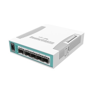 Коммутатор, MikroTik, CRS106-1C-5S, Cloud Router Switch, 5 портов SFP, 1 порт комбо, Passive PoE in, RouterOS (5), -20°C to 70°C, plastic case