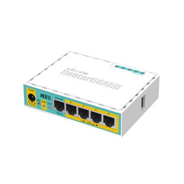 Маршрутизатор, MikroTik, RB750UPr2, hEX PoE lite, 5 портов 10/100M, (Ether2-Ether5 Passive PoE, 2А), Passive PoE in, RouterOS (4), -40°C to 70°C, plastic case