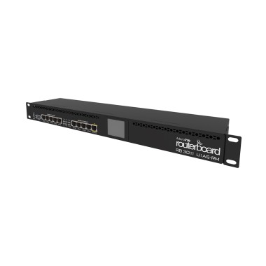 Маршрутизатор, MikroTik, RB3011UiAS-RM, RouterBOARD, 10 портов 10/100/1000M, 1 порт SFP, (Ether10 Passive PoE, 0,6А), Passive PoE in, RouterOS (5), -20°C to 70°C, стоечный 1U