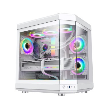 Компьютерный корпус, Gamemax, HYPE White, Mid-Tower, ATX/ m-ATX, USB3.0*1/ Type-C*1/ HD-Audio, Кулер 3*12см, Высота процессорного кулера 185мм, Длина VGA 400мм, Количество отсеков 2*3,5