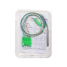 Сплиттер оптоволоконный PLC, А-Оптик, 1х4 SC/APC-SC/APC 1.5м, SM 1260-1650, 0.9мм