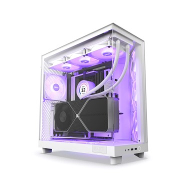 Компьютерный корпус, NZXT, H6 Flow RGB, CC-H61FW-R1, Mid-Tower, ATX/M-ATX/M-ITX, USB 3.2 Type-A *2, USB 3.2 Type-C *1, Audio=Mic *1, 3*120мм F120 RGB fan (передняя правая), Высота процессорного кулера 163мм, Длина VGA 365мм, 2*2,5/1*3,5, Сталь/Закаленное 