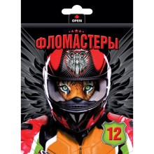 Фломастеры "Hatber VK", 12 цветов, серия "Moto-Beast", в картонной упаковке