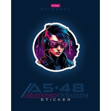 Тетрадь "Hatber", 48л, А5, клетка, лак, на скобе, серия "Cyberpunk Sticker"