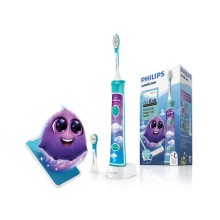 Электрическая зубная щетка, Philips, Sonicare for kids HX6322/04, Режимы мощности 2, Совместимость с ОС iOS, Индикация, Таймер, Система чистящих насадок, Совместимость с ОС Android, Цвет голубой