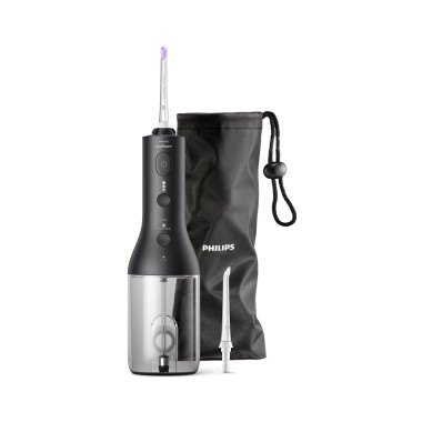 Портативный ирригатор, Philips, Sonicare HX3826/33, Насадки легко фиксируются и снимаются, Высокое качество, Очищение полости рта за 60–90 секунд , Цвет черный