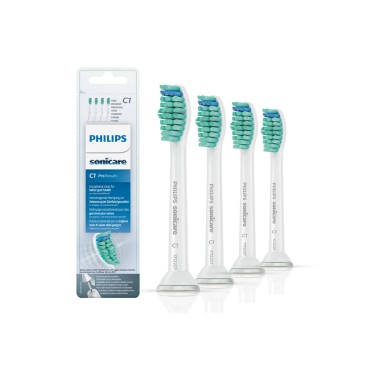 Стандартные насадки для звуковой зубной щетки, Philips, Sonicare ProResults HX6014/07, 4шт, Жесткость щетинок средняя, Материал пластик, Индикаторные щетинки, Цвет белый