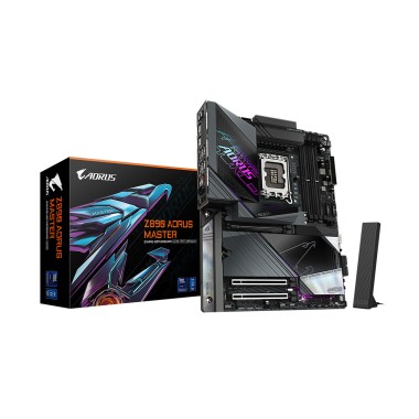 Материнская плата, Gigabyte, Z890 AORUS MASTER (4719331864903), LGA1851, iZ890, 4xDDR5 9500(OC)/6400/6200/6000/5800/5600, 4xSATA3, 5xM.2 (2*PCI-E 4.0x4/x2, 2*PCI-E 5.0x4/x2, 1*PCI-E 4.0x4/x2 или SATA3), Raid, 2*Intel® Thunderbolt™ 4 (исполнение USB Type-C